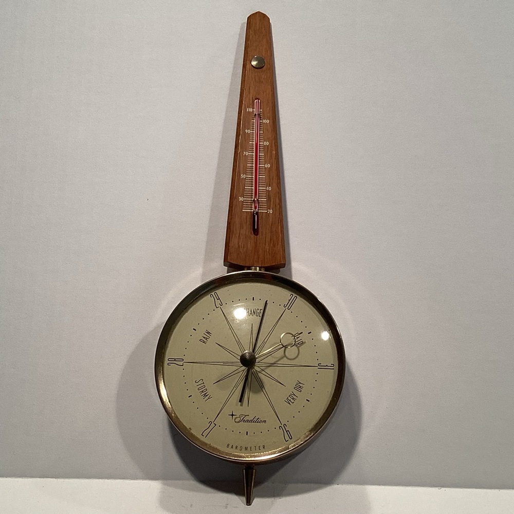 TRADITION brand Mid-Century BAROMETER Sears Roebuck Made In USA Vtg. NEW COND